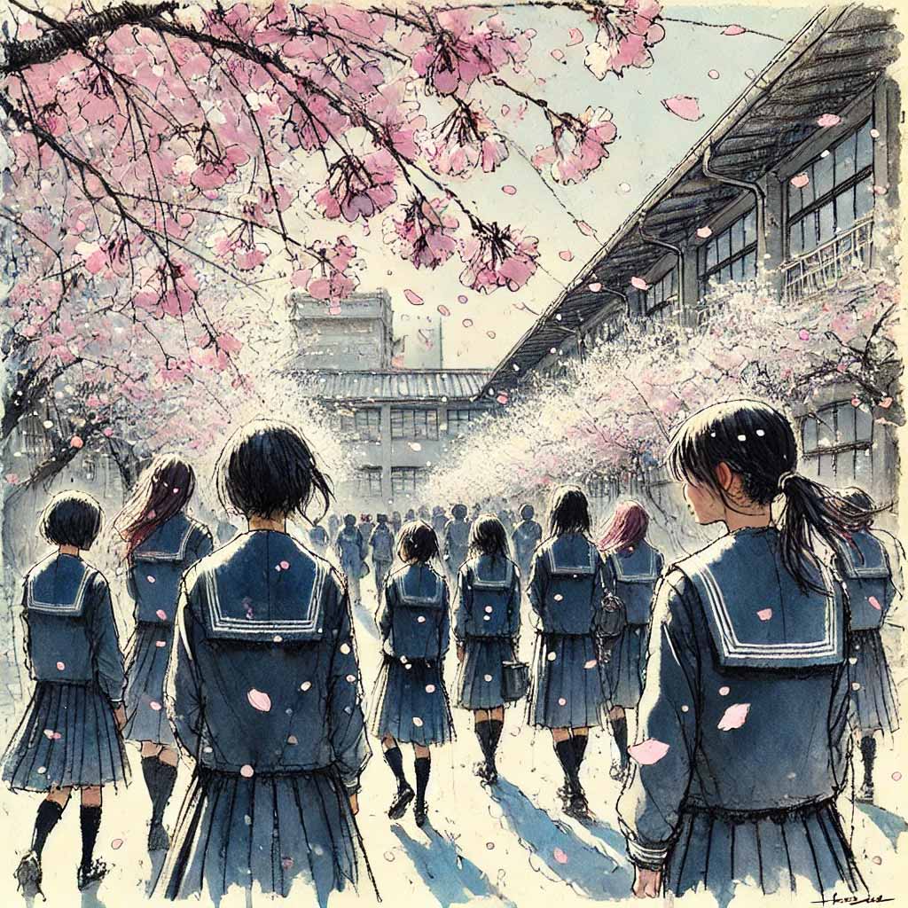 桜の原ビラの中　中学生女子
