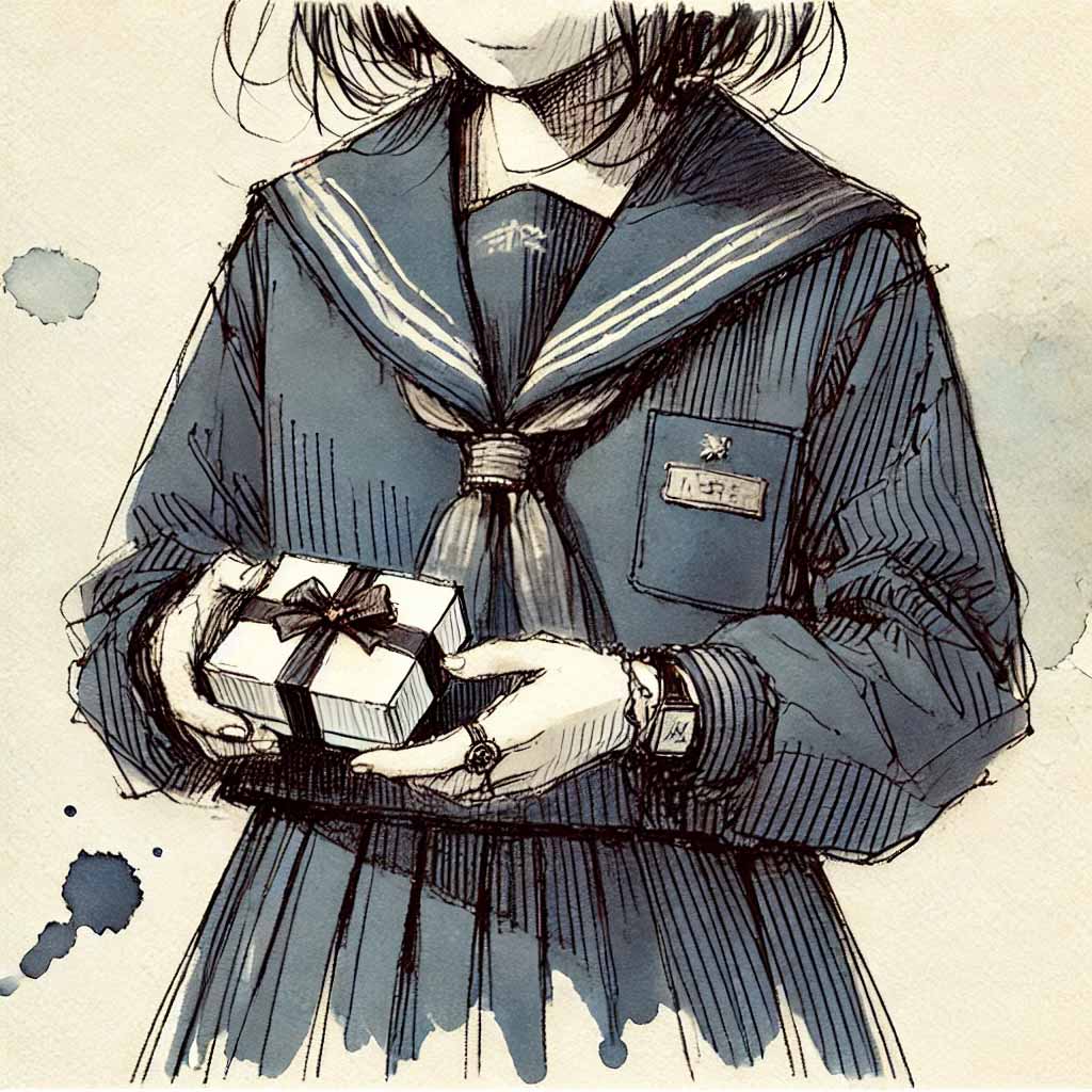 先輩に渡す中学生女子