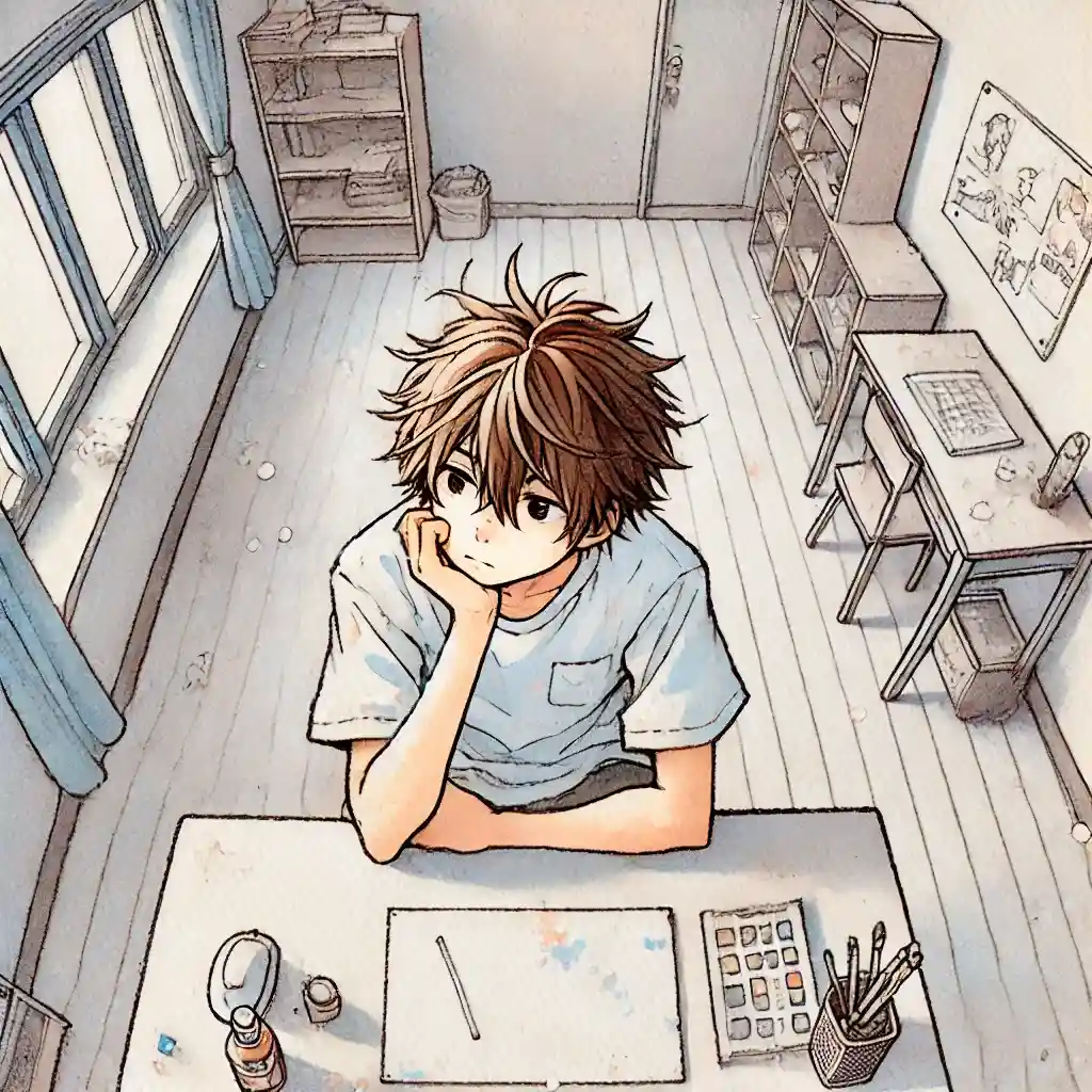 告白分を考えている中学生男子