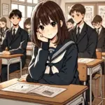 英語の勉強をしている中学生女子