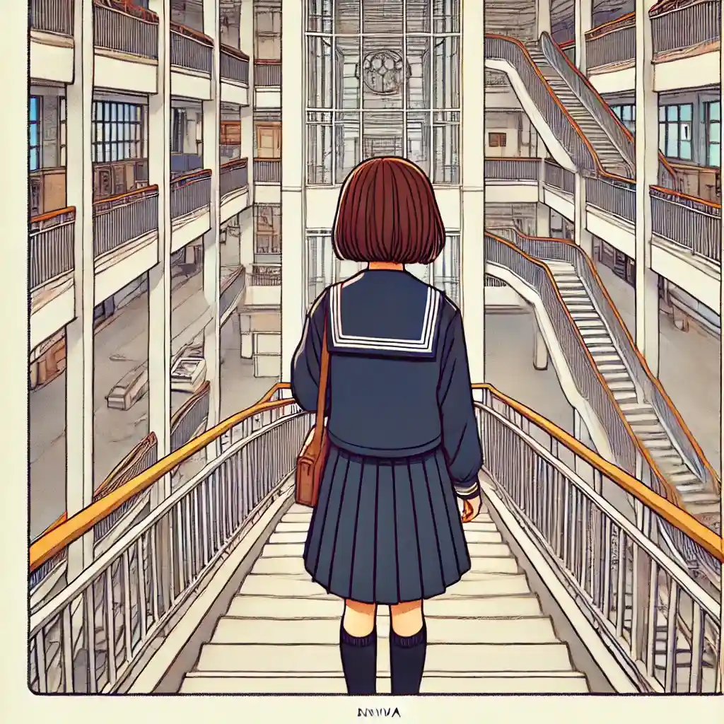 階段を降りている中学生女子