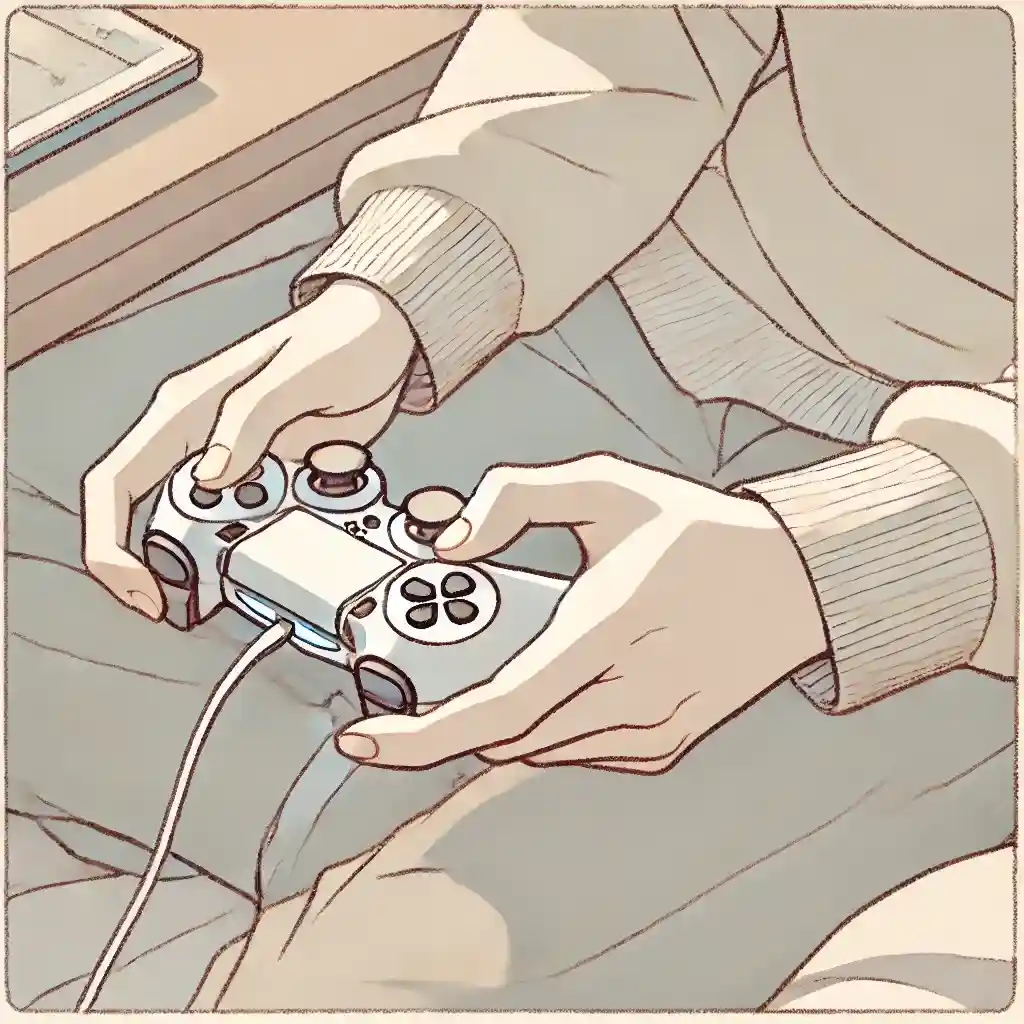 ゲームコントローラーを使っているてのクローズアップ