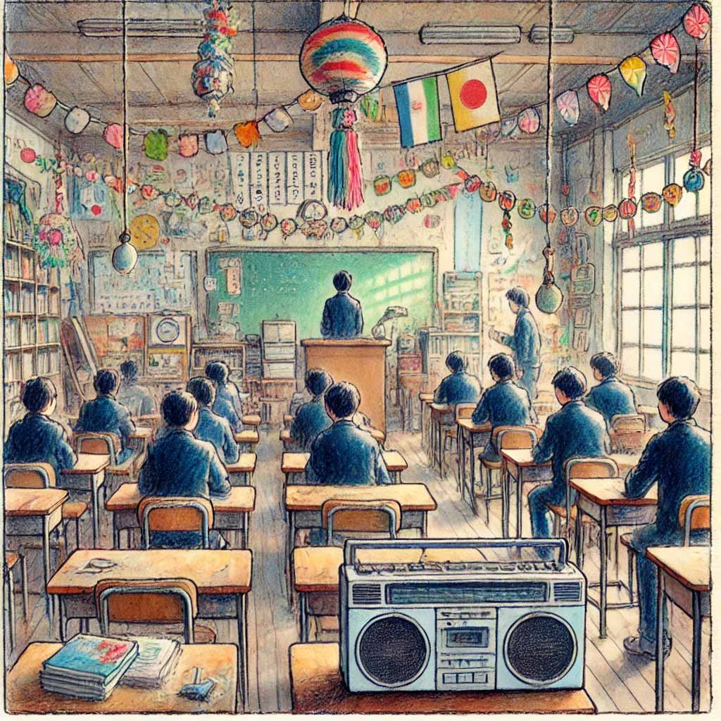 三送会の隅にあるラジカセ