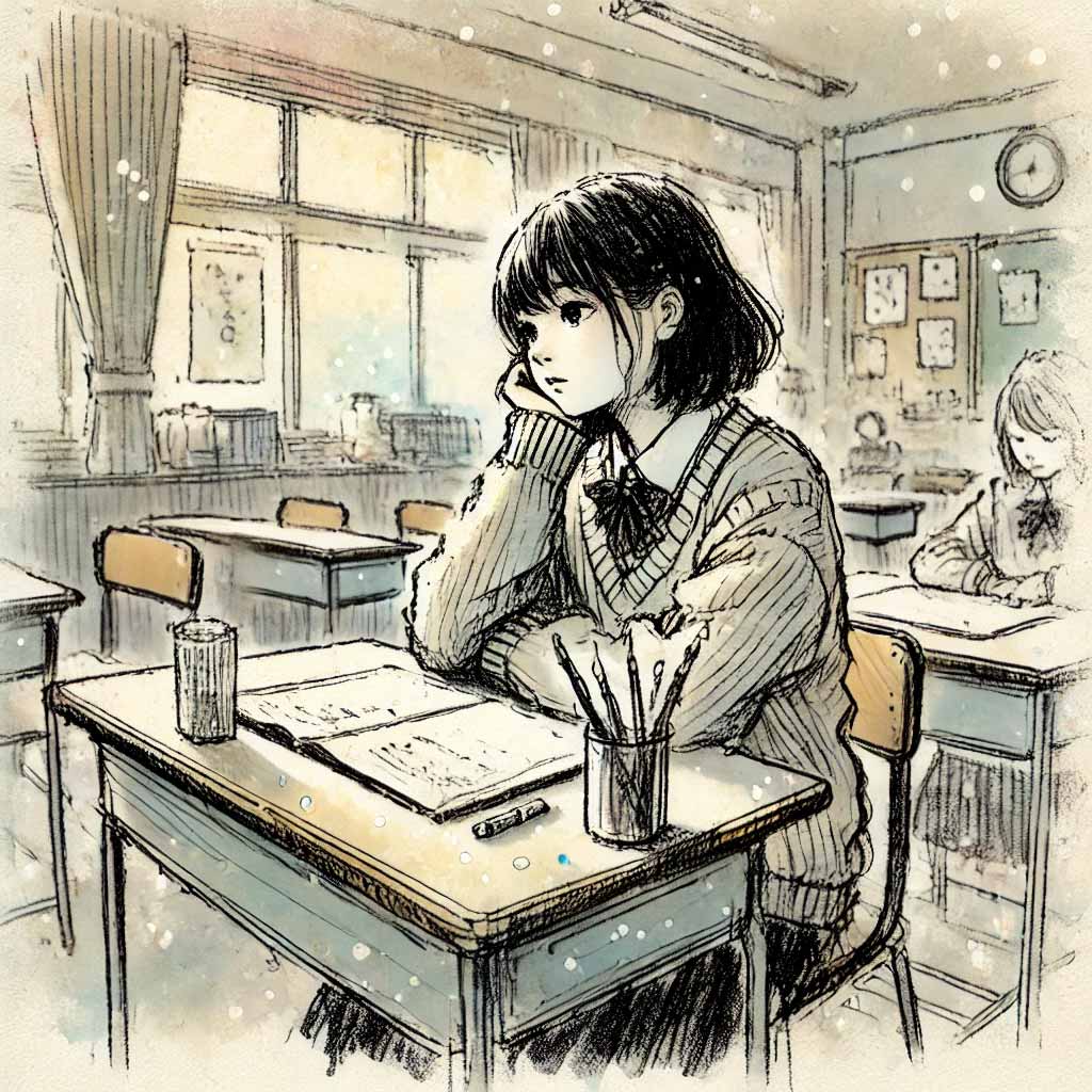 考えている女子中学生