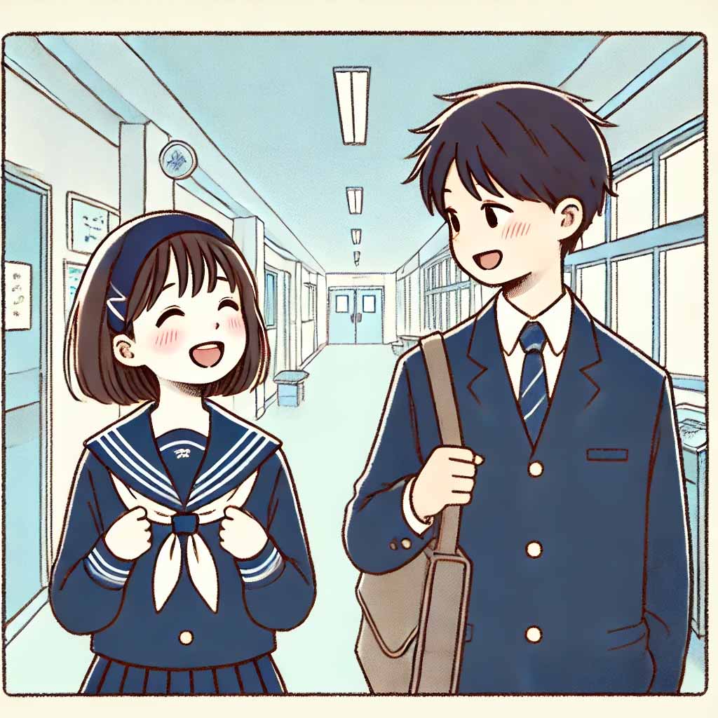 楽しく話している男女