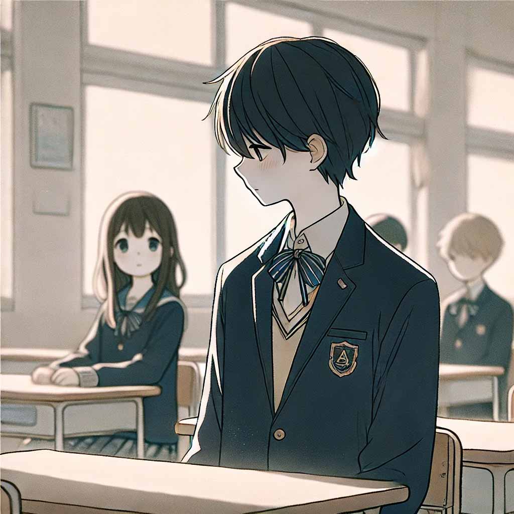 話しかけようか考え地える男子