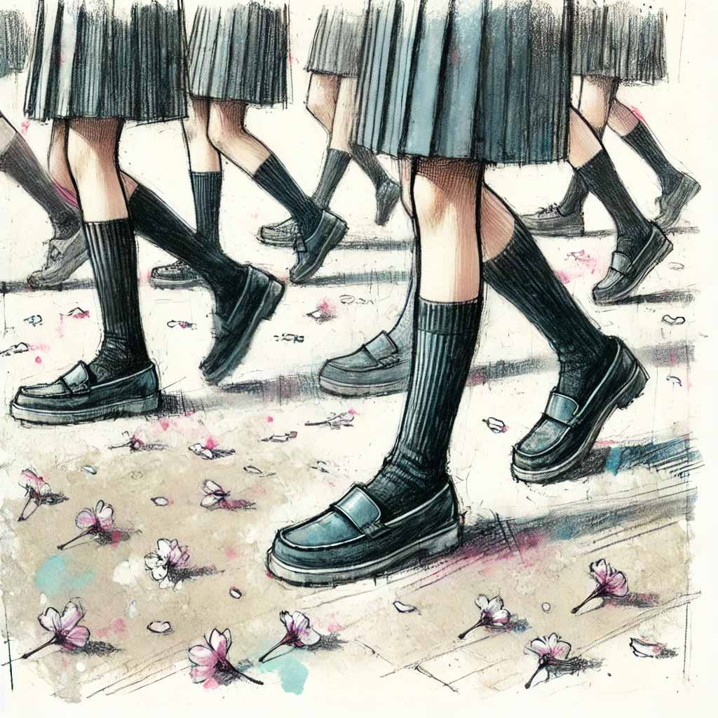 女生徒たち歩いている