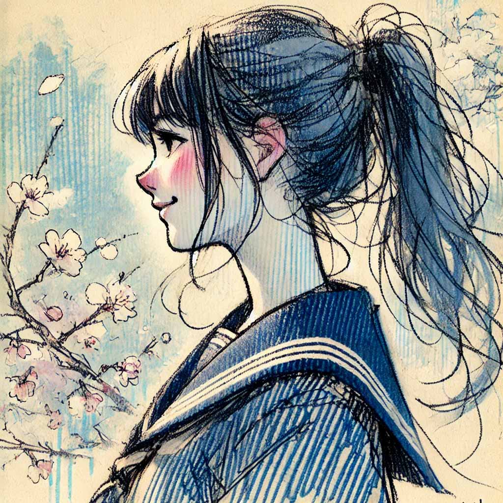 晴れ晴れとしている中学生女子