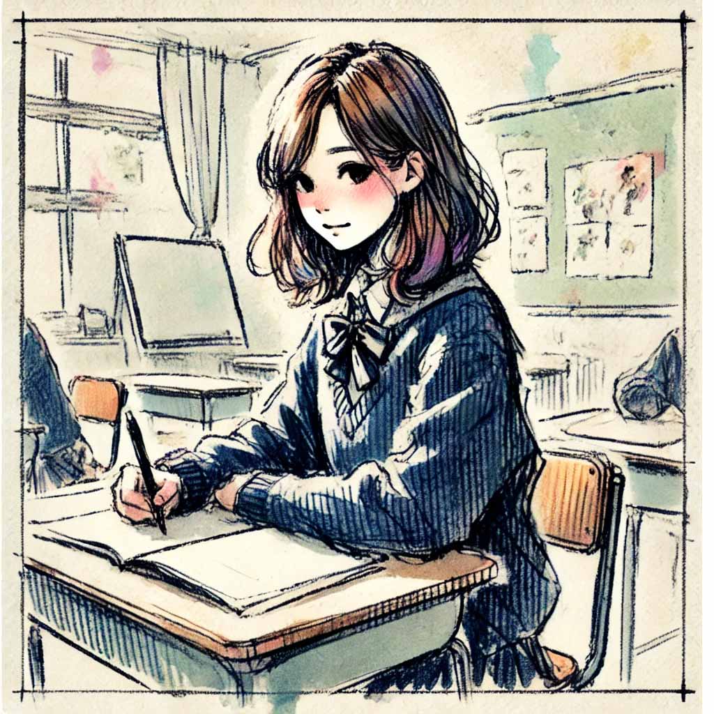 記録をしている中学生女子