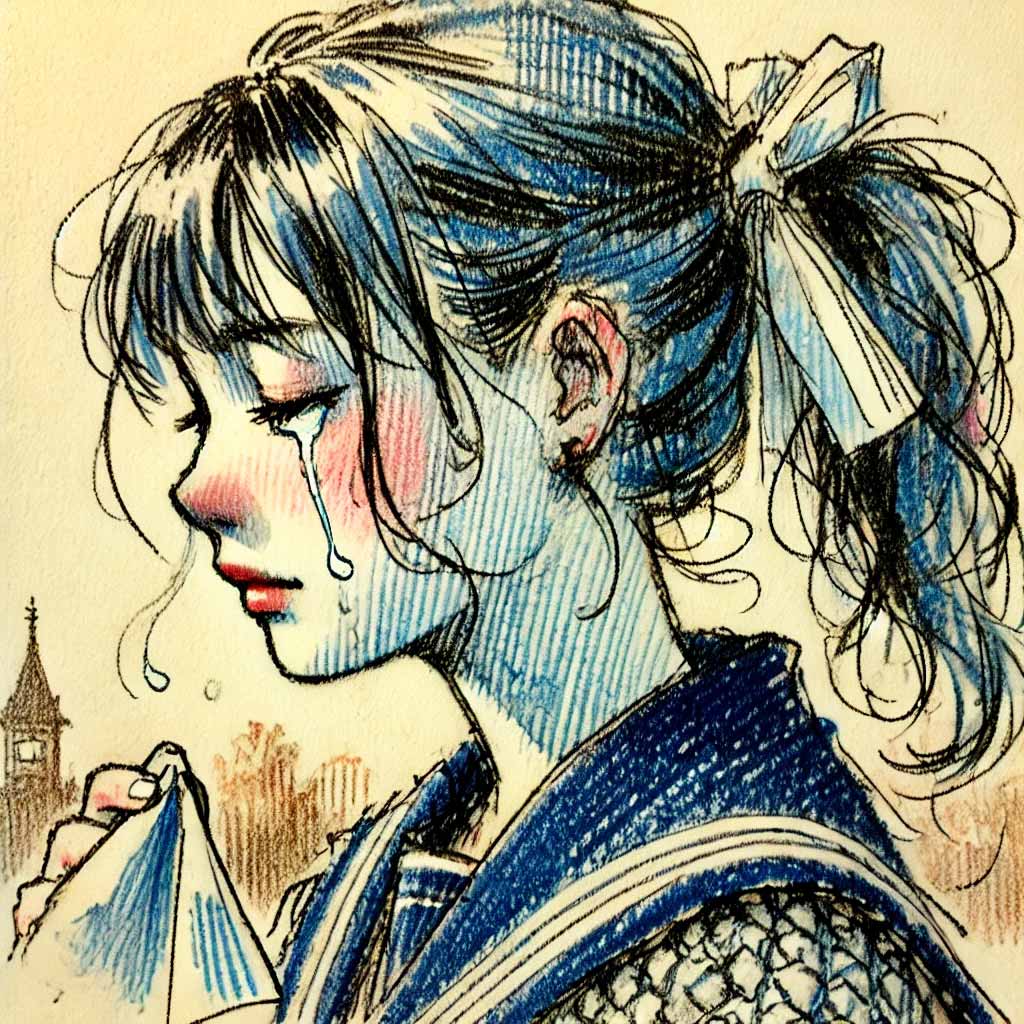 泣いている中学生女子