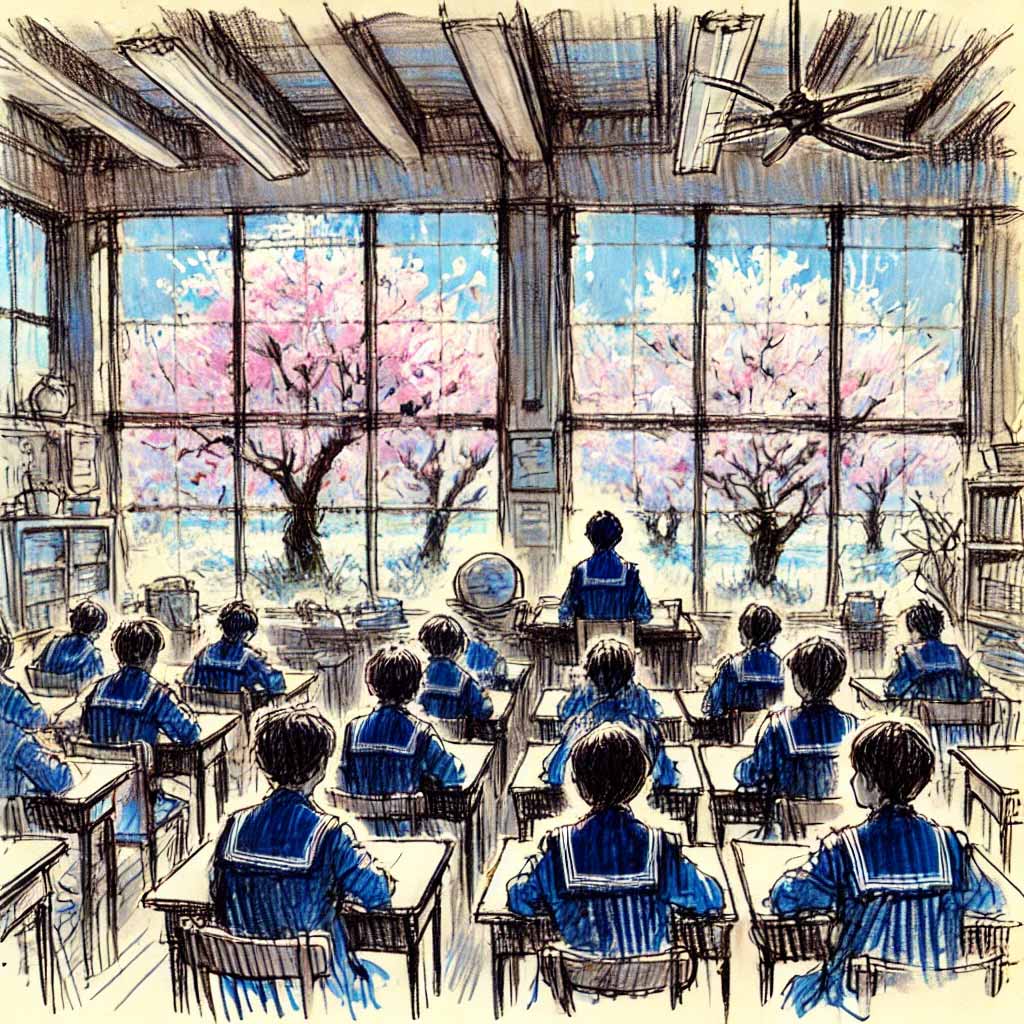 教室から見える桜