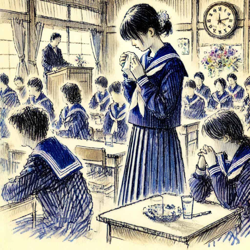 泣いている中学生女子