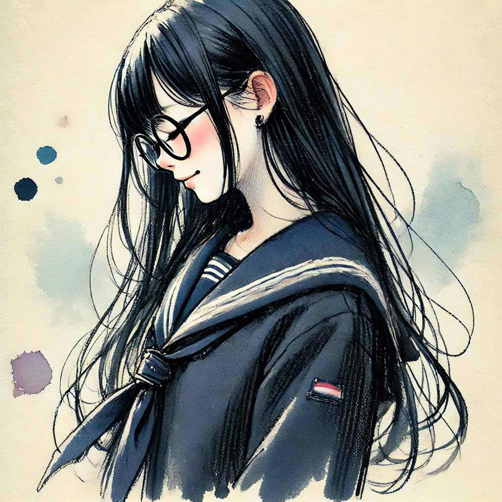 少しはにかむ中学生女子