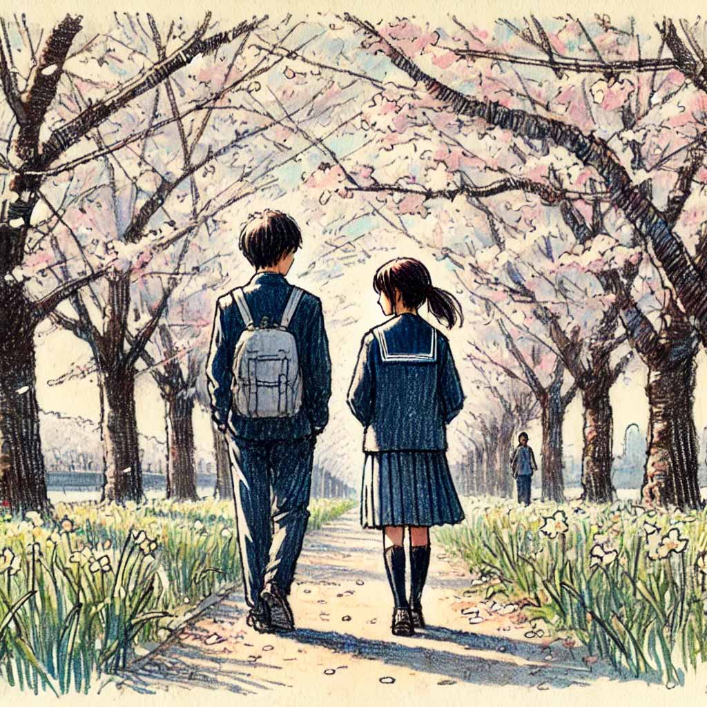 並んで帰る男女