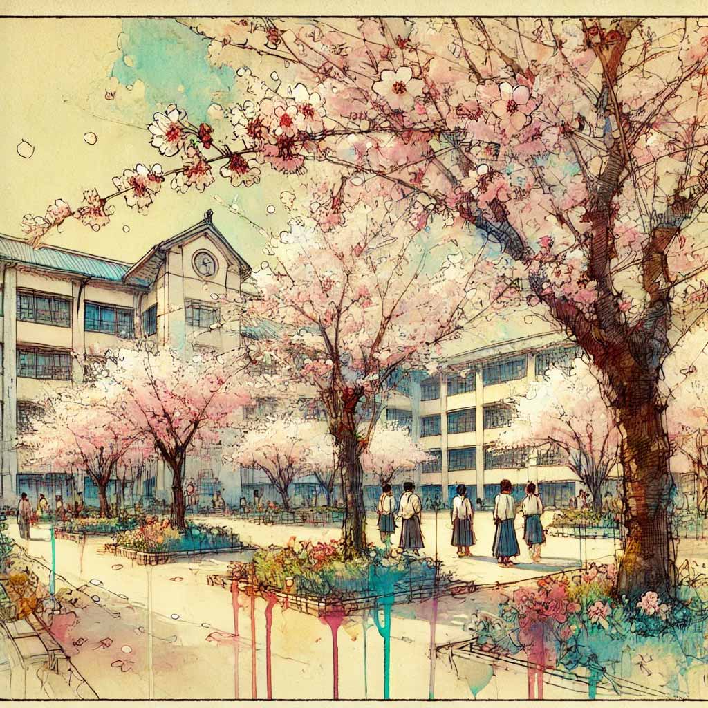 校庭の桜