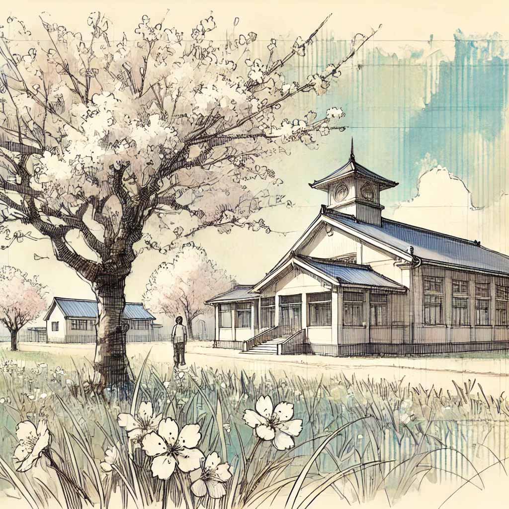 桜満開の校庭