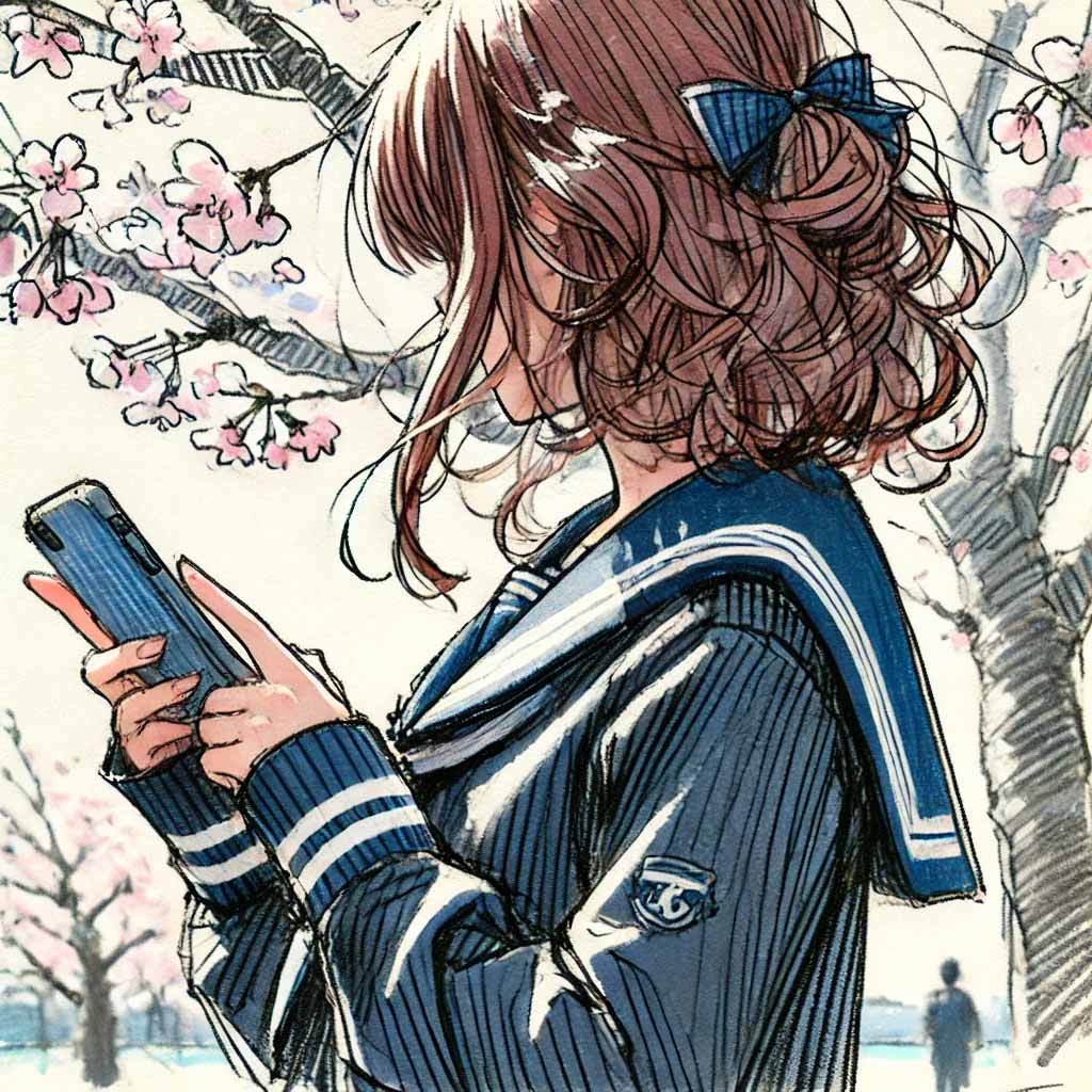 SNSで先輩とつながる中学生女子