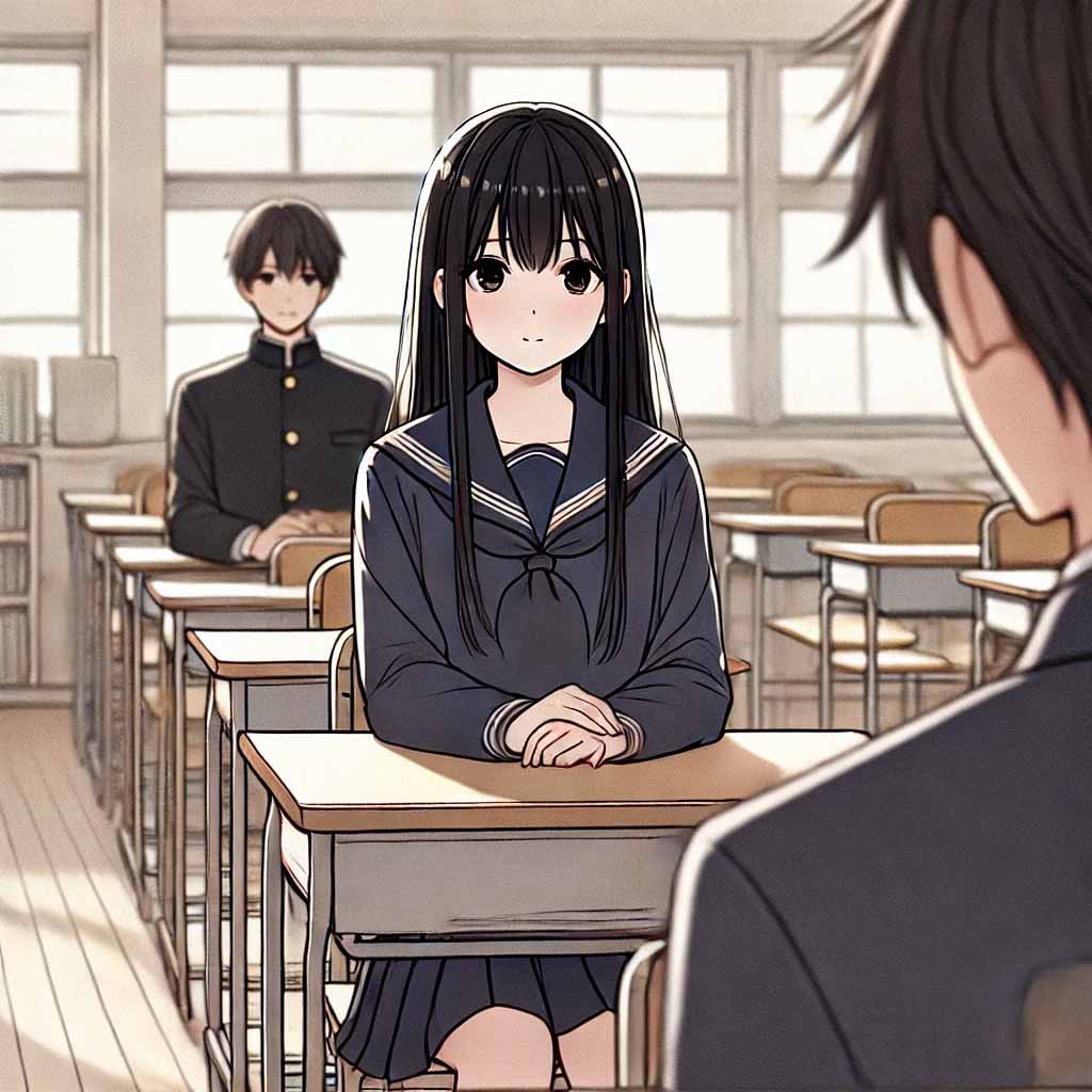 イケメンを見つめる中学生女子