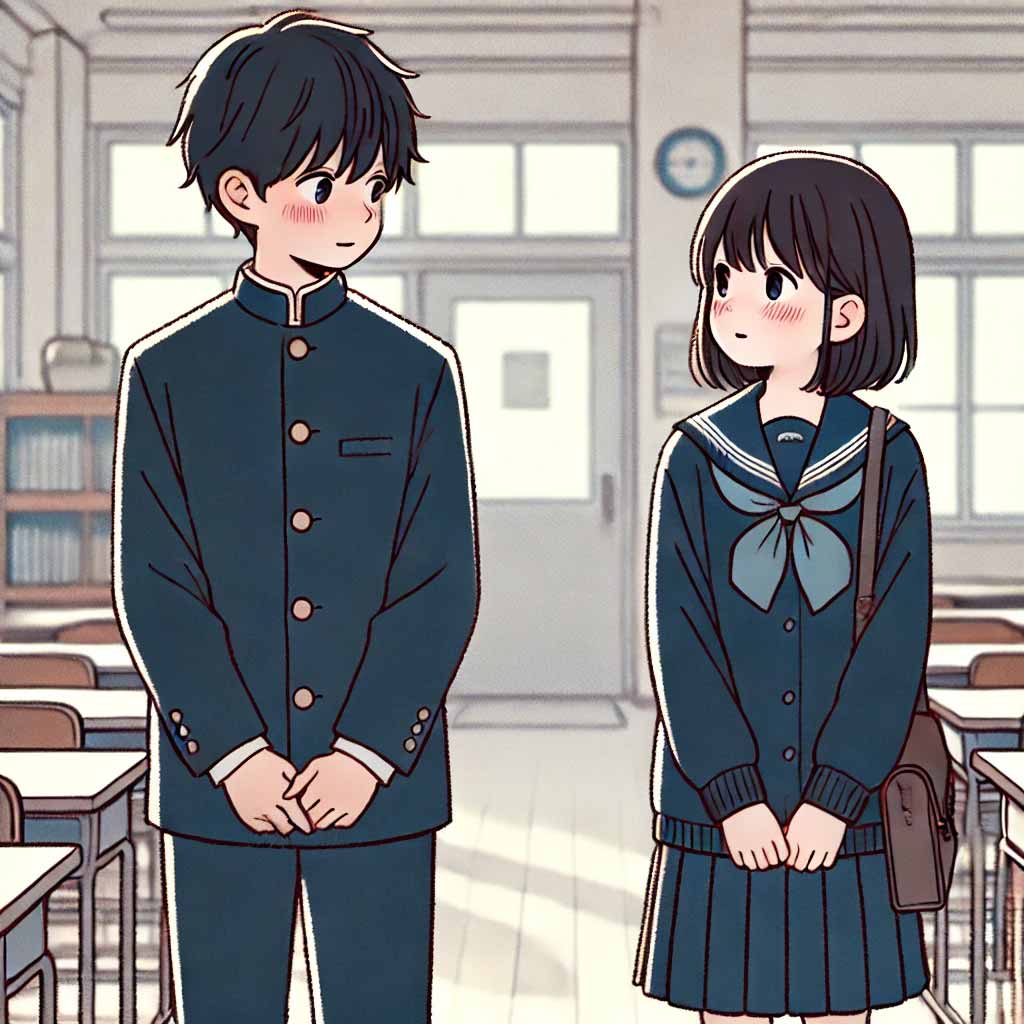 二人で照れている