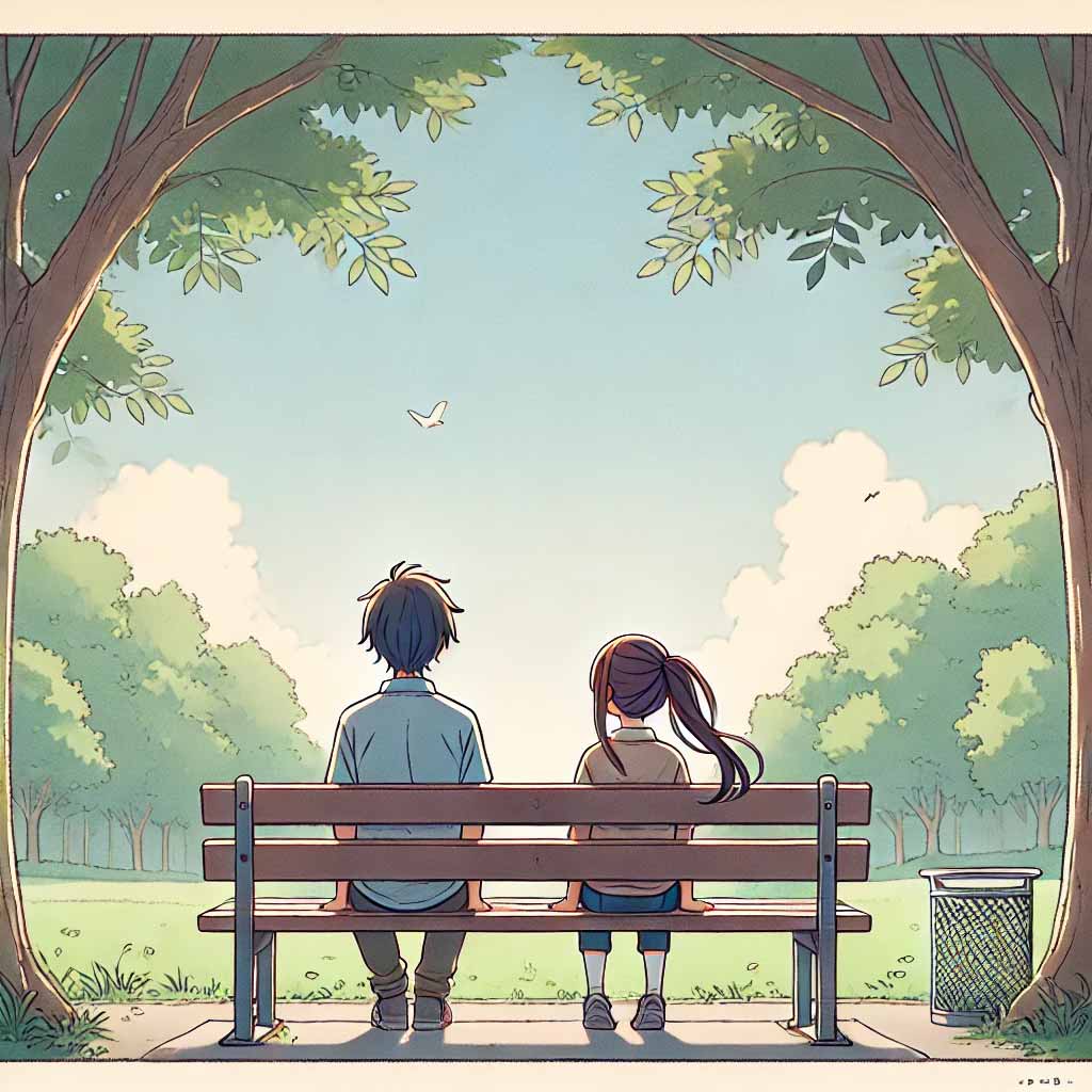 公園のベンチの二人