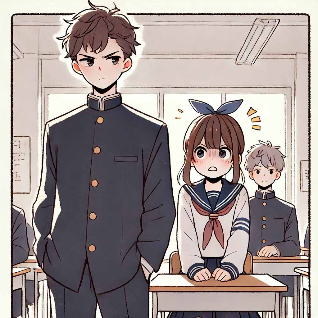 とりつく縞のない中学生男子