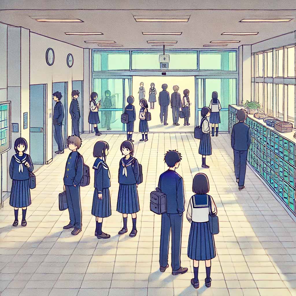 昇降口の生徒たち