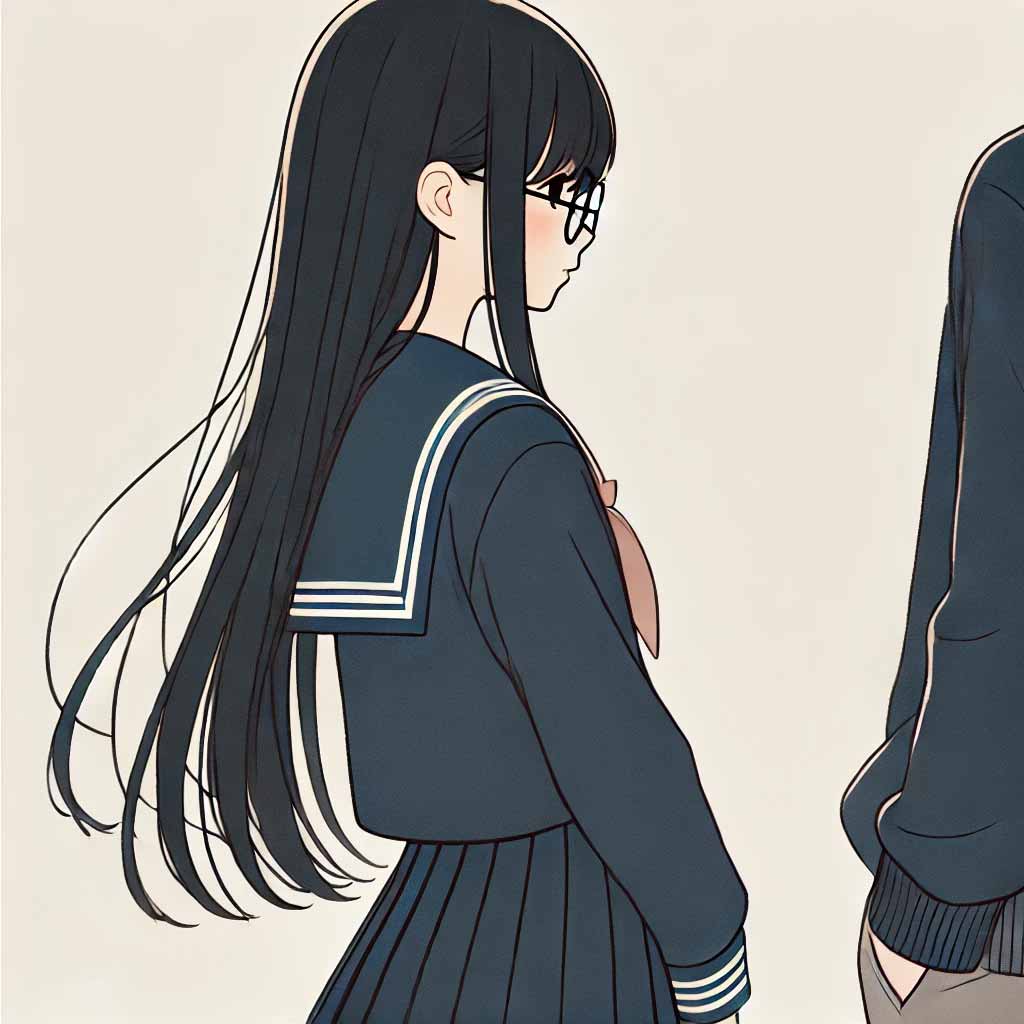 ちょっと相手を盗み見ている中学生女子