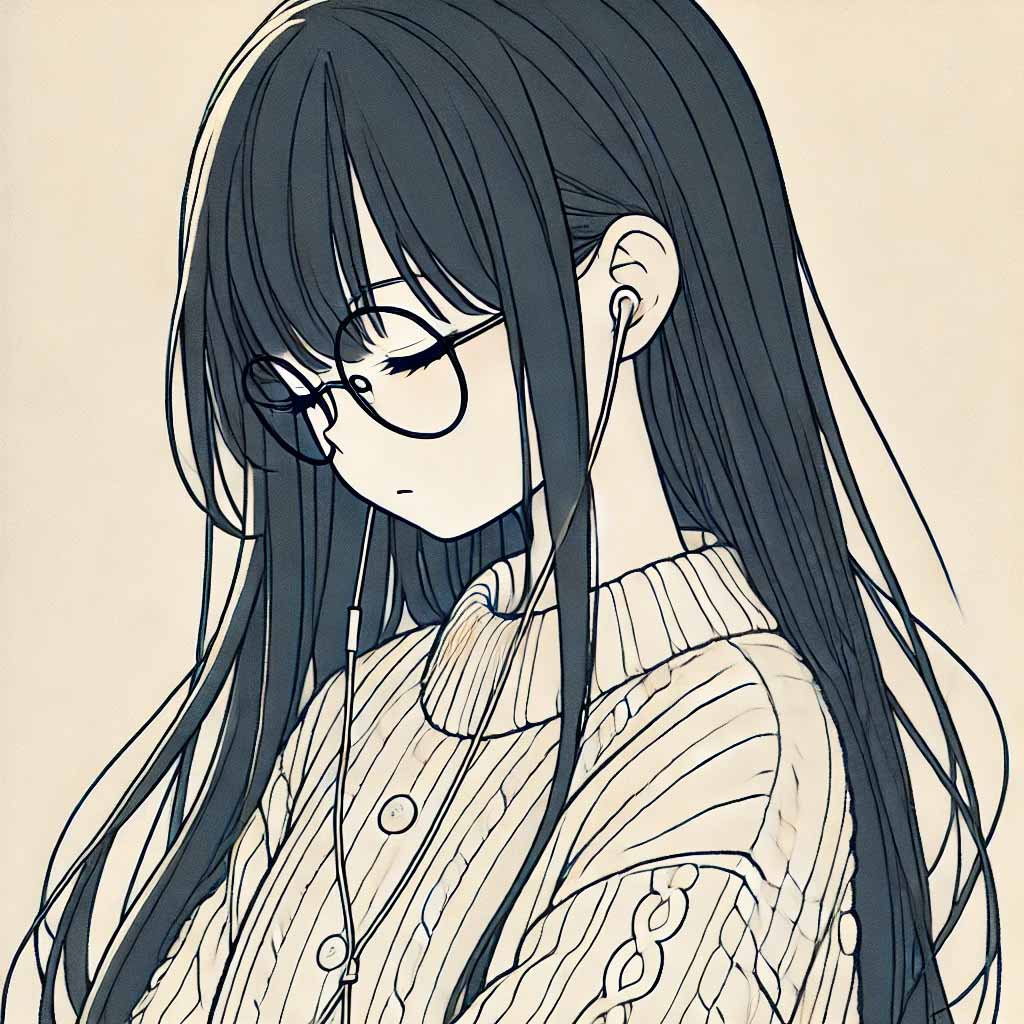 音楽を聴いている中学生女子