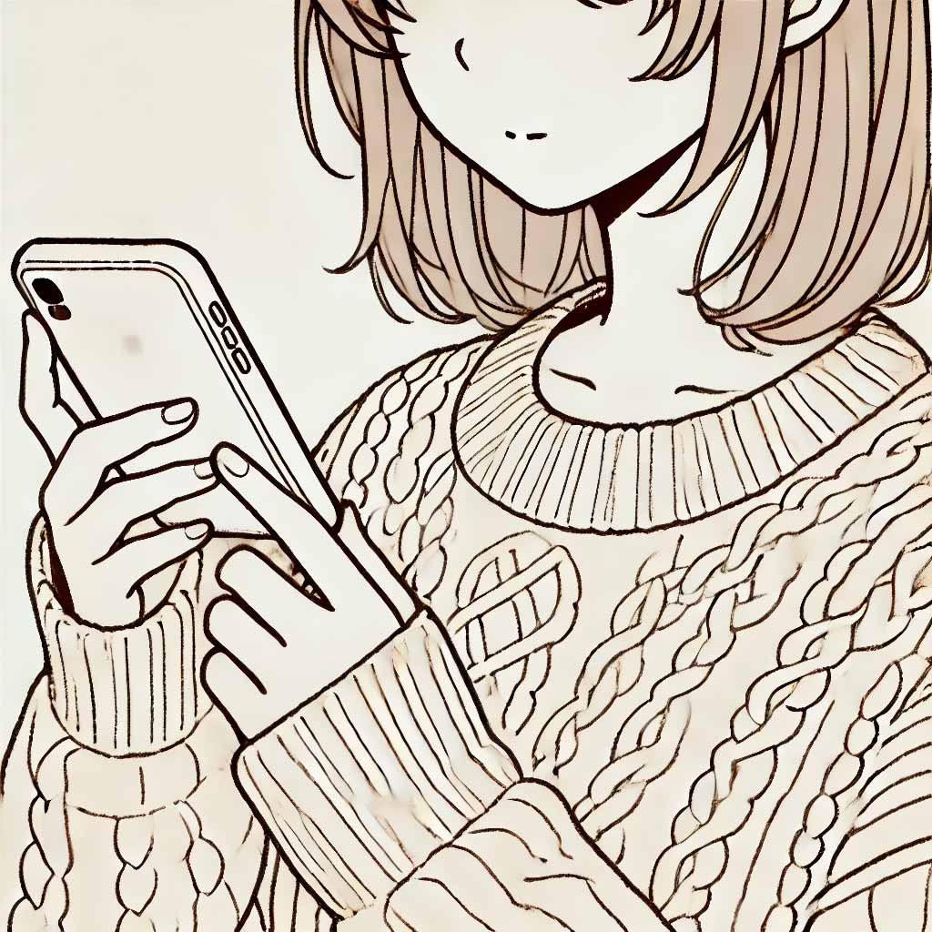 スマホをいじる中学生女子
