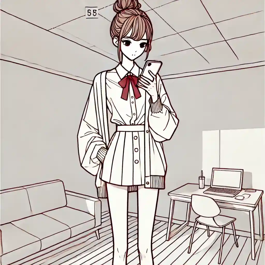 自分の部屋でLINEにヤキモキ