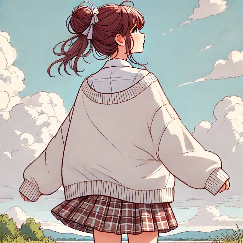 空を見ている中学生女子