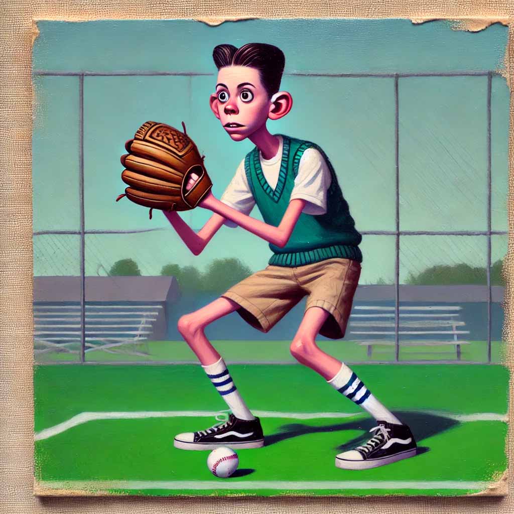 野球でエラーする中学生男子