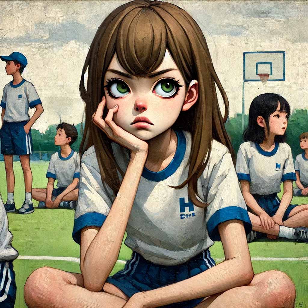 運動音痴で不機嫌な中学生女子