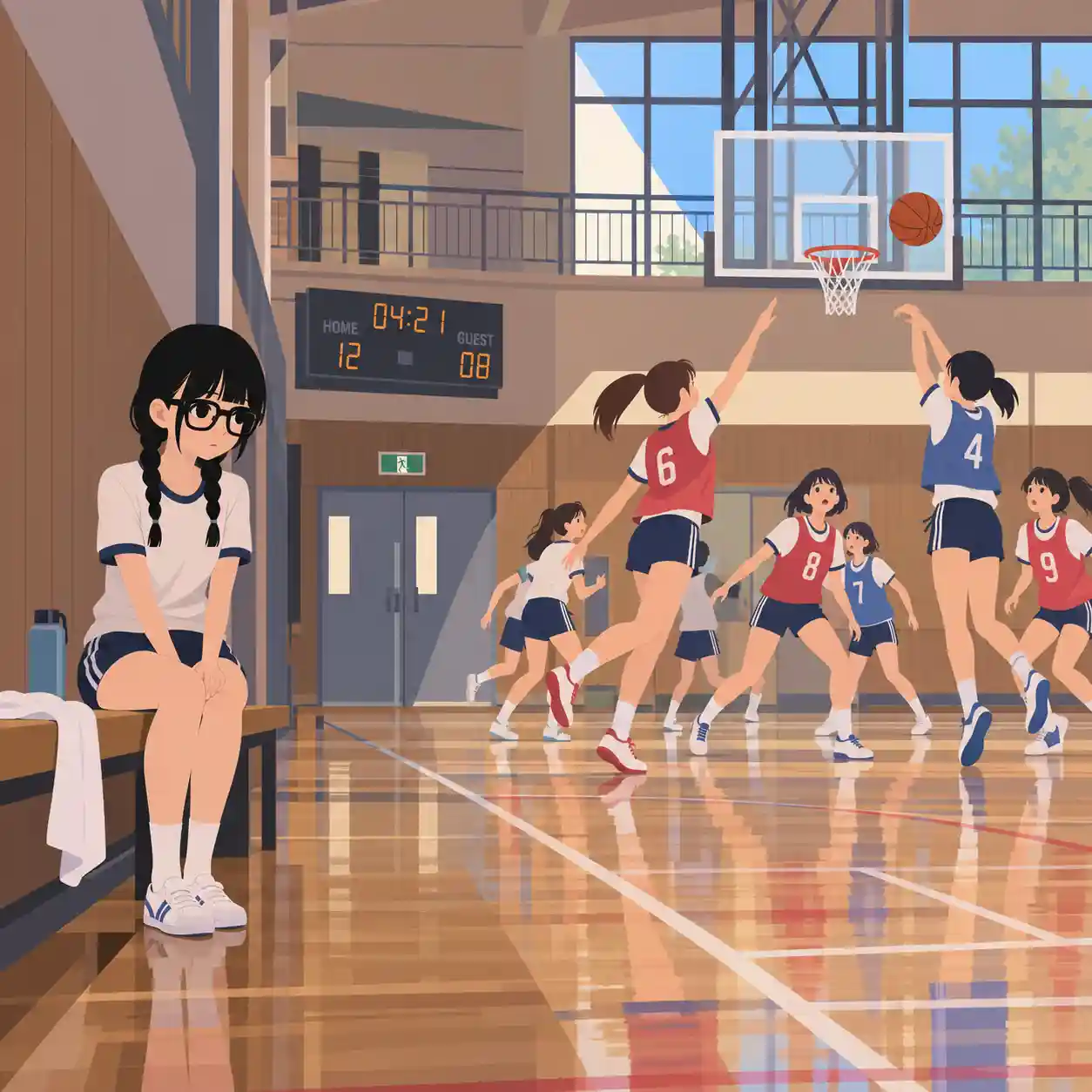ベンチでひとりぼっちの女子