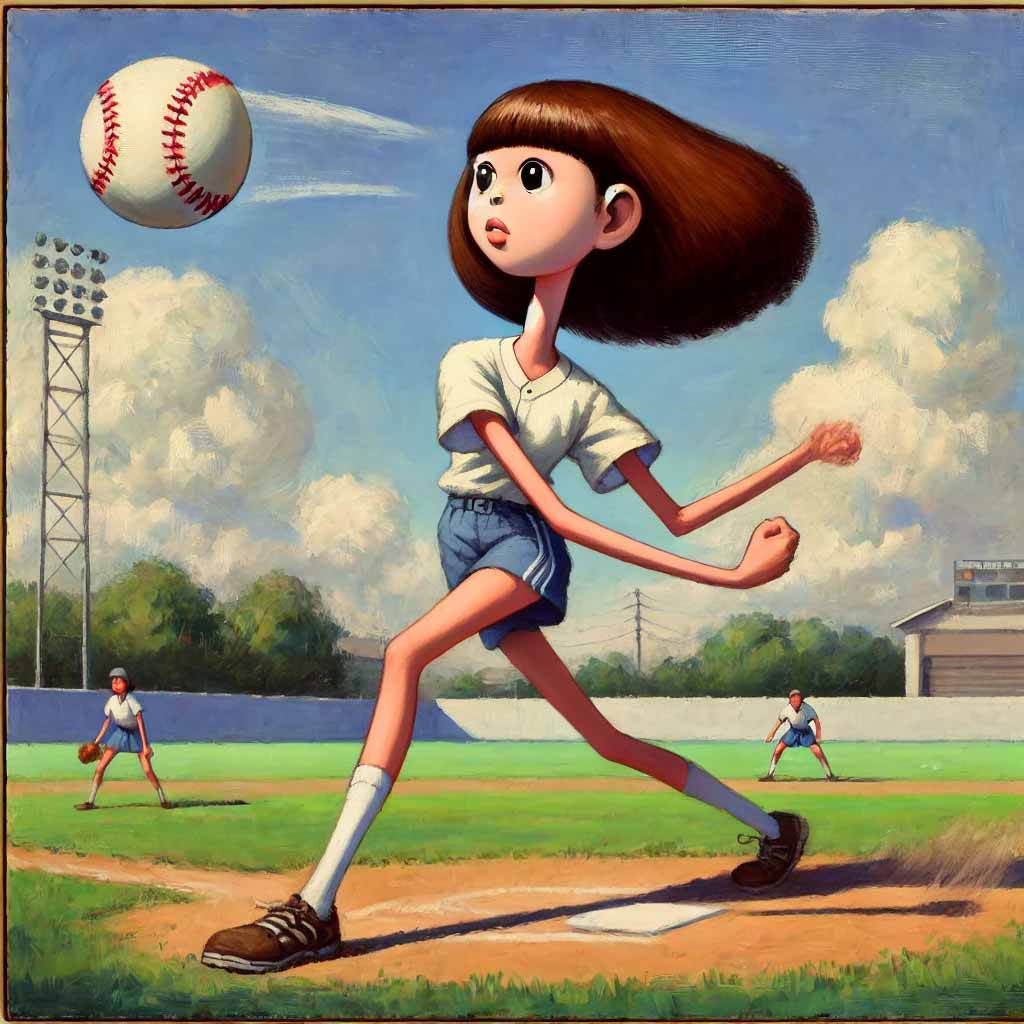 ボールを投げるカッコが¥変な中学生女子