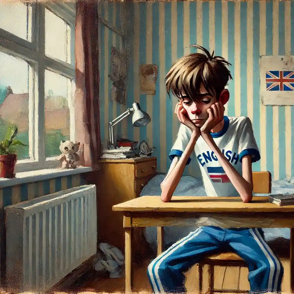 悩んでいる中学生男子