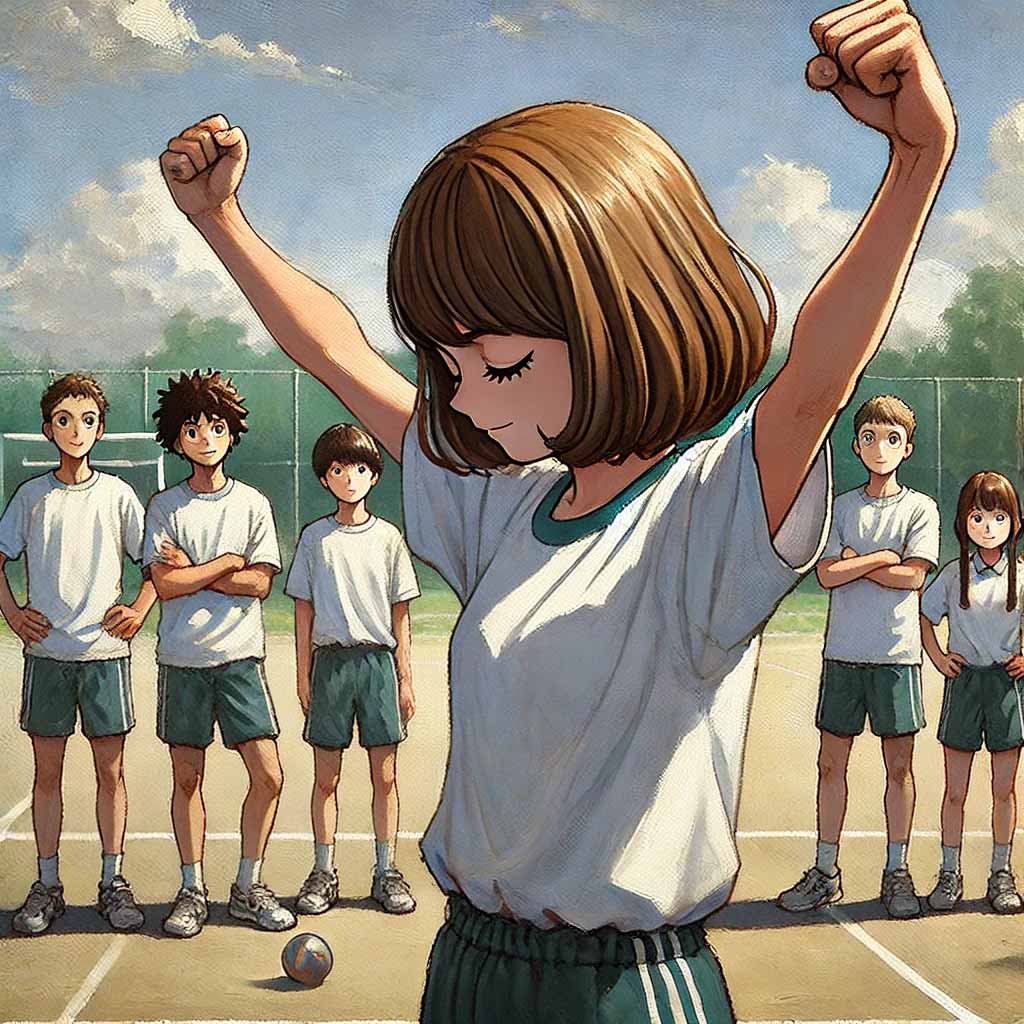 頑張ると宣言している中学生女子