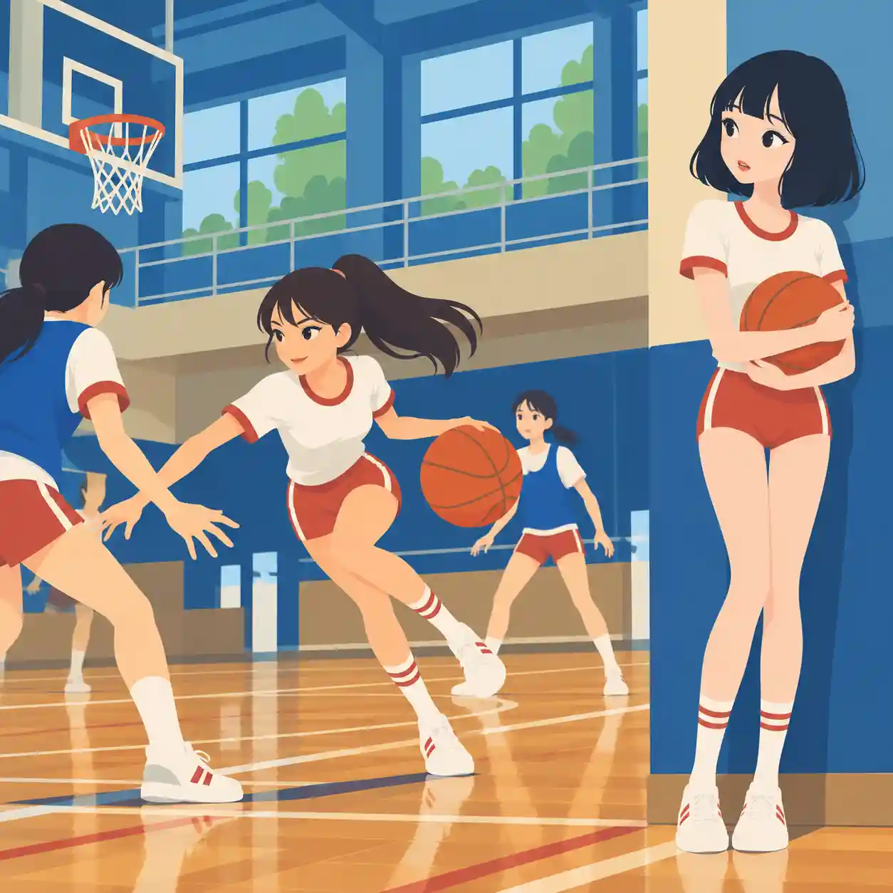 上手い人の様子をよく見ておこうとする女子