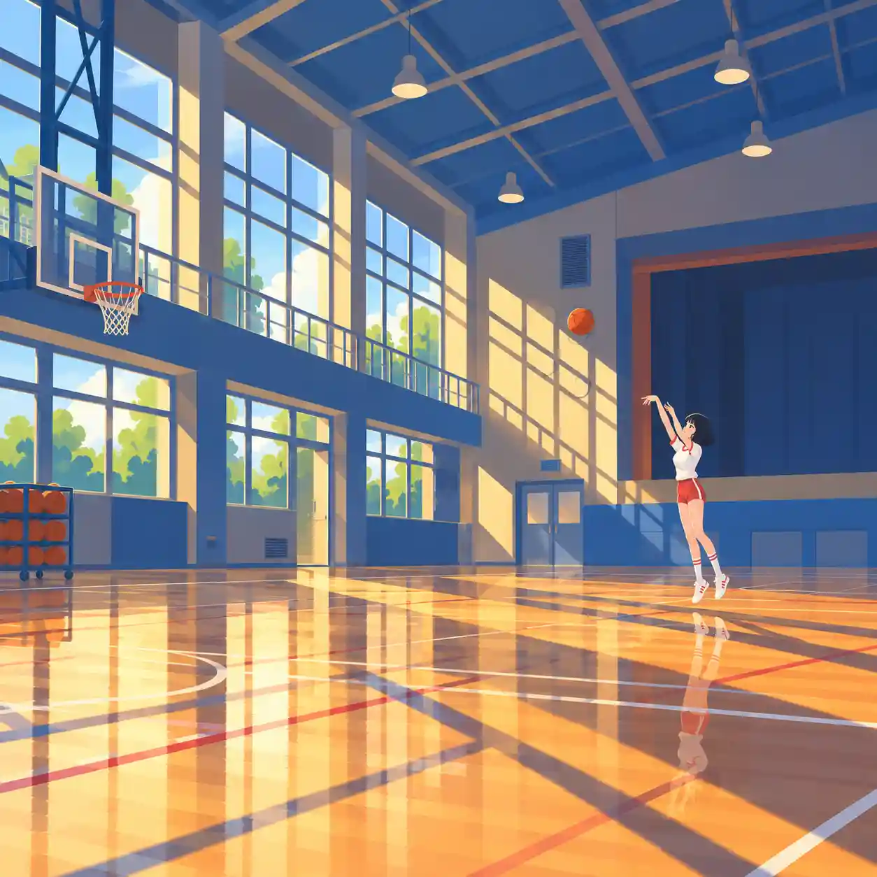 朝早くから練習している女子