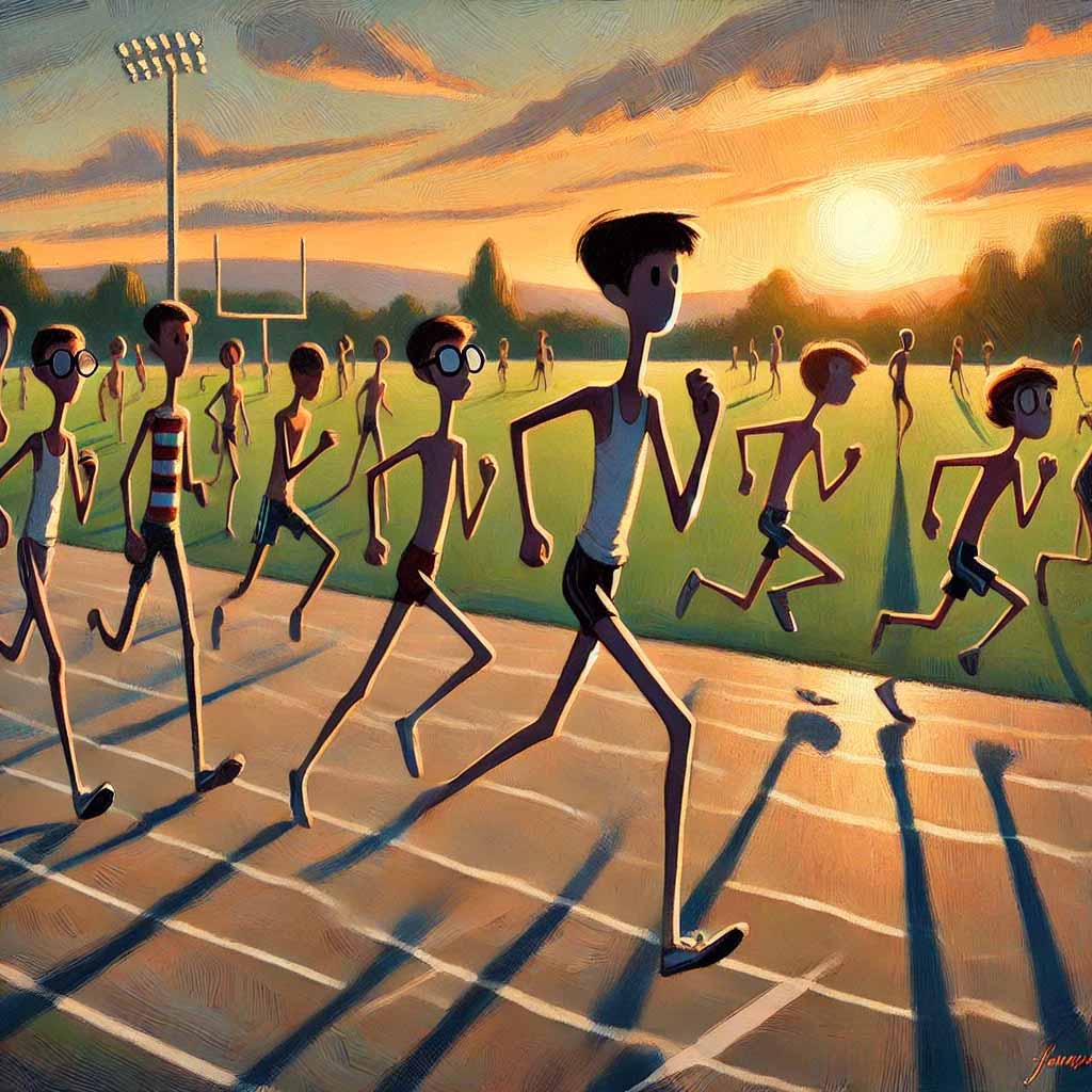 練習に励む陸上部