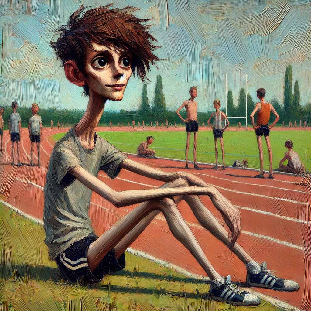 他の選手を観察する男子