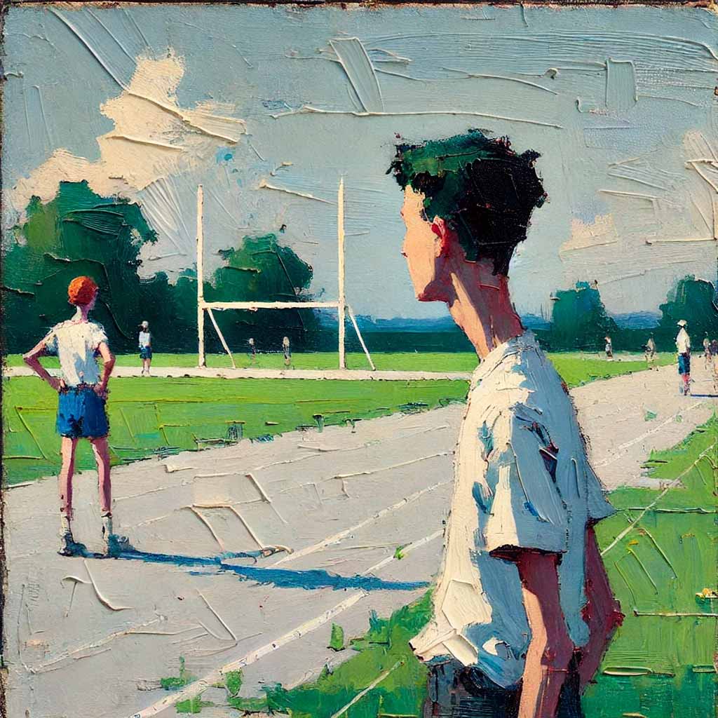 友達を観察する中学生男子