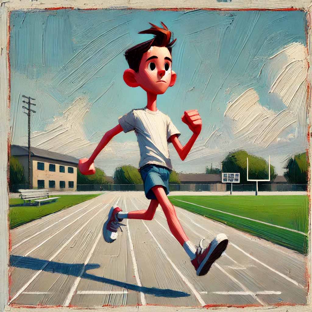 ジャンプしている中学生男子