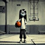 バスケットボールを抱えた中学生女子