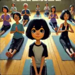 ヨガに挑戦する中学生女子