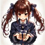 バレンタイン　２回目の告白　恥ずかしげにチョコを渡す中学生女子