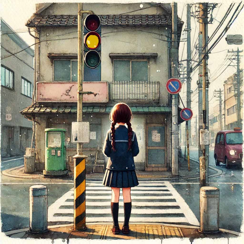 彼氏を待つ中学生女子