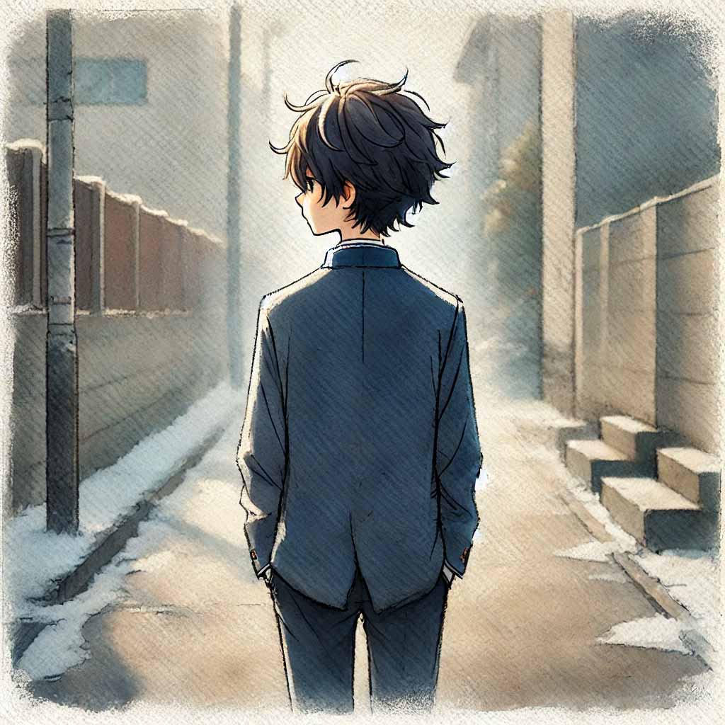 一人で下校する男子