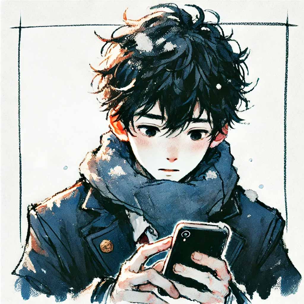 ラインに集中している男子