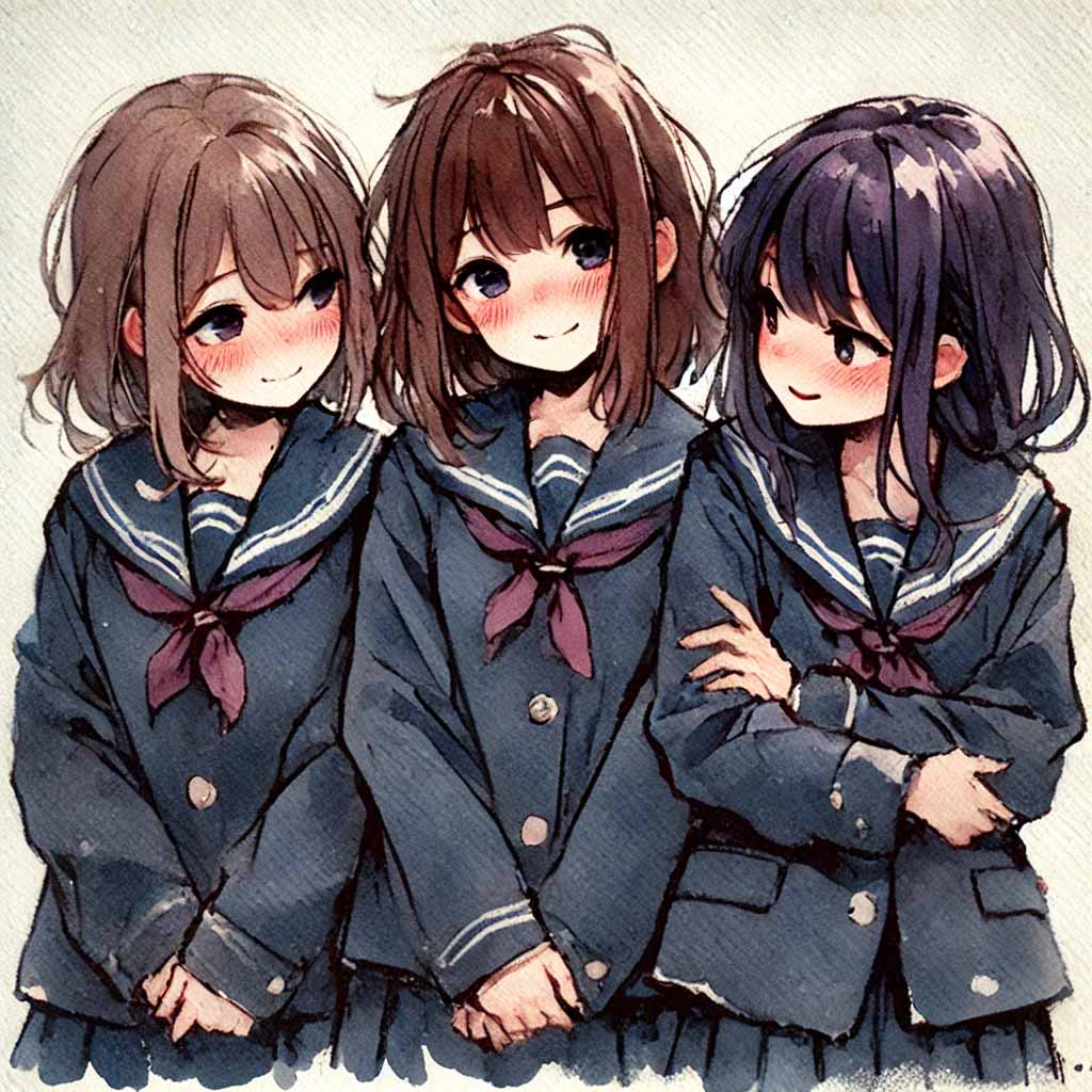 こちらを見て意味深なニヤニヤ顔の女友達